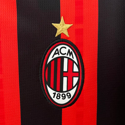 Officiële AC Milan Thuis Shirt 2024/2025 - Rood en Zwart met Witte Details