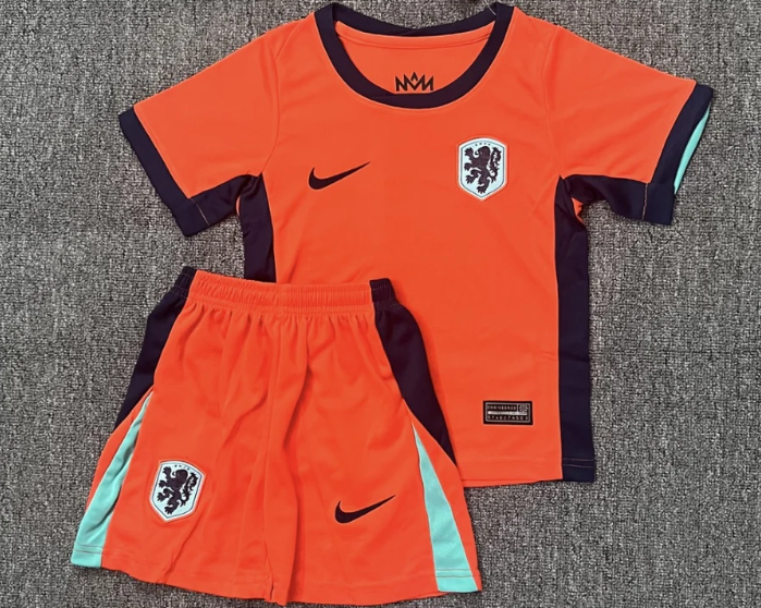 Nederland Thuis Kit 2024/2025 voor Kids – Shirt & Short, Maten 16 t/m 28