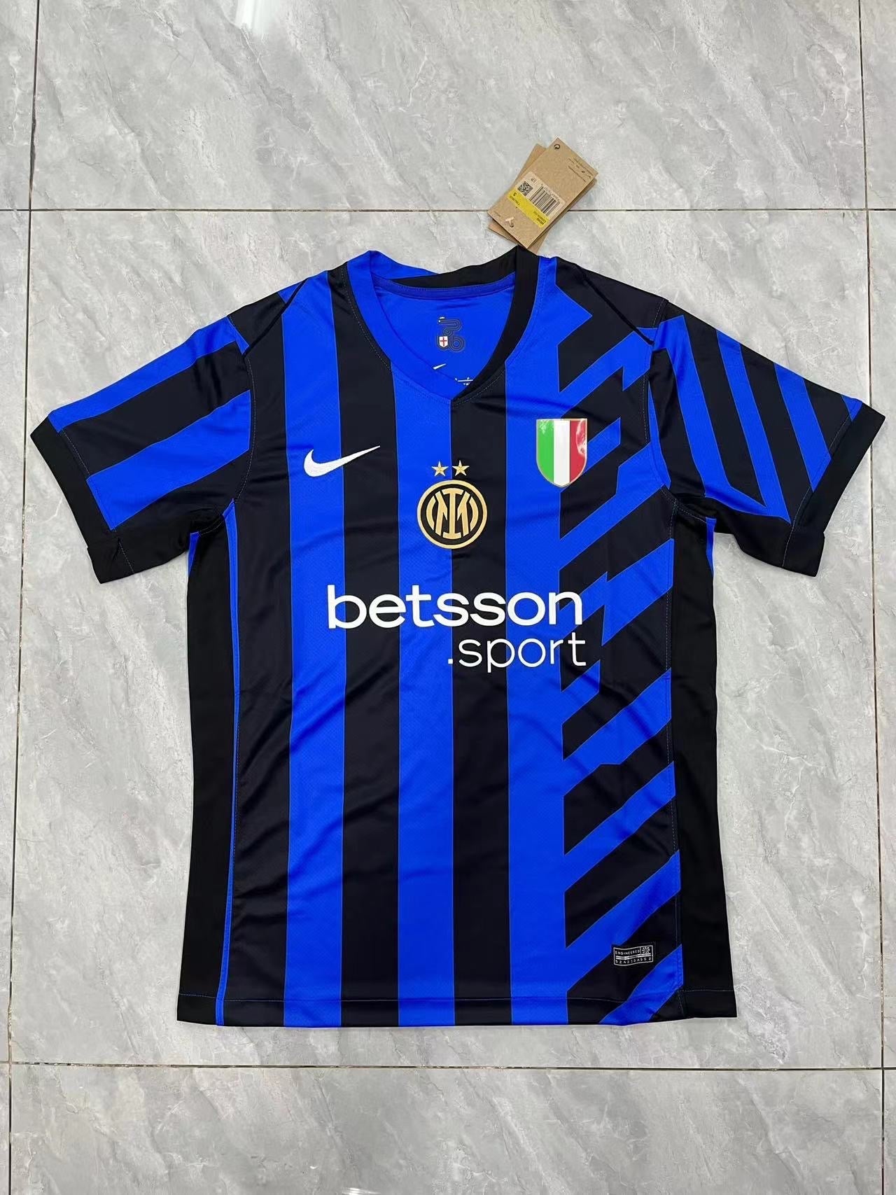Officiële Inter Milan Thuis Shirt 2024/2025 - Zwart en Blauw met Scherpe Accenten